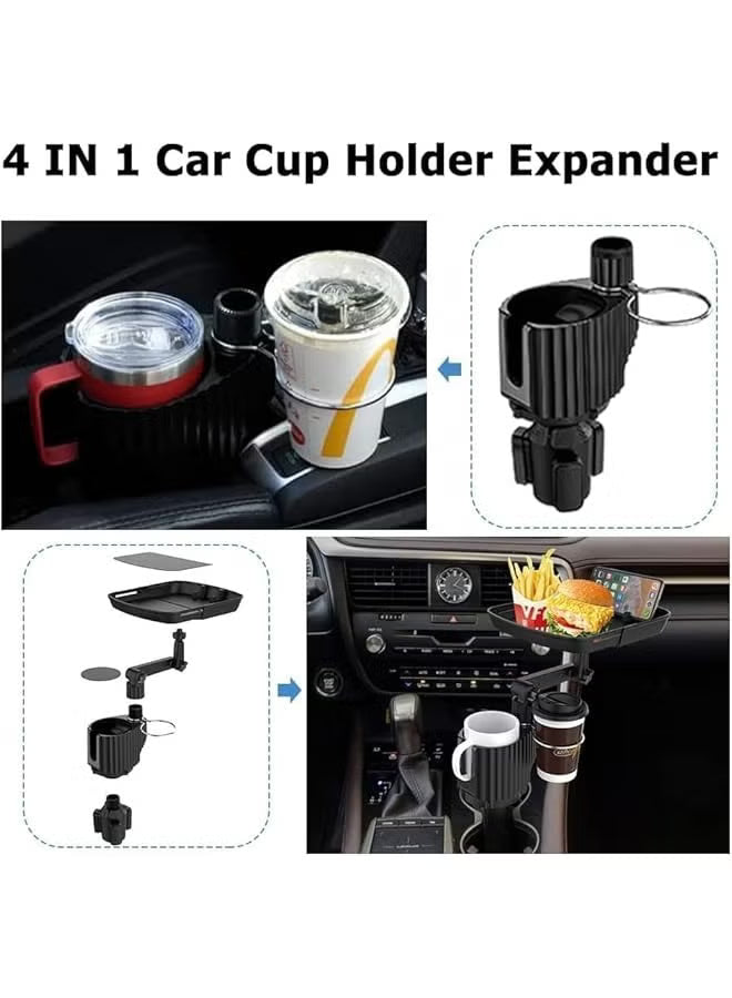 4-in-1 Car Cup Holder & Food Tray    حامل أكواب السيارة وصينية الطعام 4 في 1
